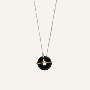 Onyx Torus Toggle Rolo Chain Necklace