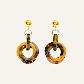 Faux Tortoise Tangle Drop Earrings