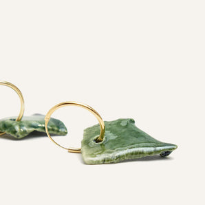 Asymmetrical Bits Hoop Earrings in Green