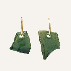 Asymmetrical Bits Hoop Earrings in Green